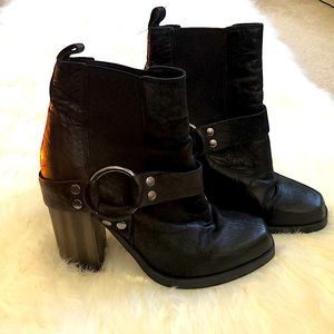 All Saints Black Silver Hardware Ankle Bootie